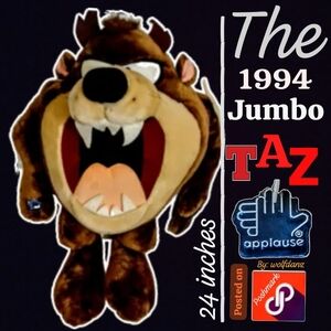 1994 Jumbo Sized Taz - Tasmanian Devil - Vintage Looney Tunes Plush Warner Bros